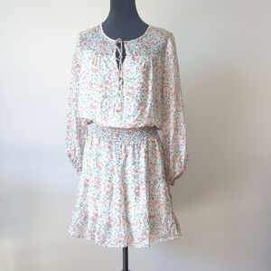 Shoshanna Floral Print Dress with Pink and Blue Accents